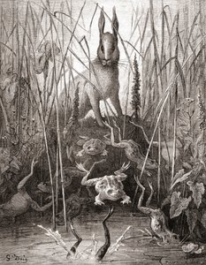 The Hare and The Frogs, from a late 19th century edition of Fables de La Fontaine
