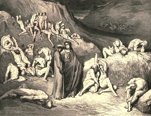 The crust came drawn from underneath in flakes, c1890 by Gustave Dore