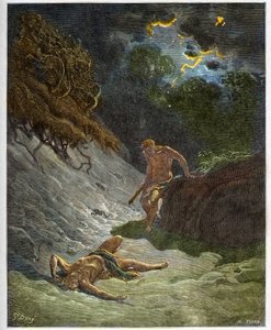 The death of Abel - Murder of Abel by Cain (engraving)