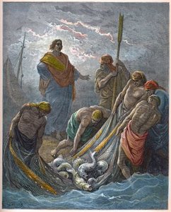 The miraculous draught of fishes - Engraving in 