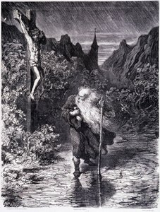 The Wandering Jew passing near a Calvary - in The Legend of the Wandering Jew by Gustave Doré, Bookshop of the Picturesque Store by Gustave Dore