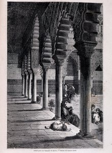 View of the large patio of the Alcazar in Seville - by Doré, in “Tour du Monde”, 2nd sem. 1866.