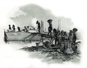Charcoal Unloaders at the Forges of Ivry-sur-Seine. Drawing by Gustave Fraipont by Gustave Fraipont