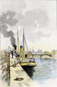 English boats near the bridge of the Saints-Peres or Carrousel, Paris by Gustave Fraipont