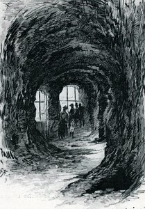 View of the aquarium of Trocadero, Paris. Drawing by Gustave Fraipont from Saint-Juirs
