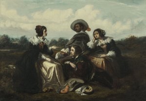 The Story. Characters in Louis XIII Costume, ca. 1830 by Gustave François Morin