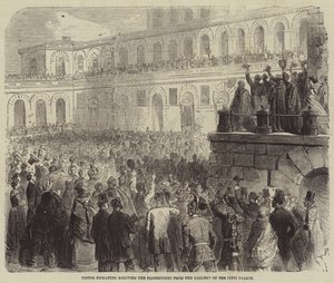 Victor Emmanuel saluting the Florentines from the Gallery of the Pitti Palace by Gustave Janet
