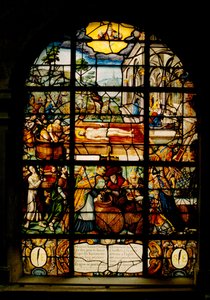 Saint-Etienne du Mont church, window glass depicting the Dead Christ