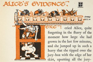 Illuminated letter H with the White Rabbit and various animals in court
