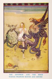 The Gryphon and the Mock Turtle pranced round and round, from the nursery Alice in Wonderland retold for the nursery by Irene Pearl; the pictures by Gwynedd Hudson by Gwynedd M. Hudson