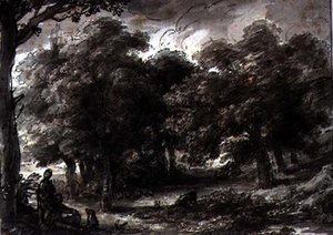 Wooded Landscape, with Figures by H.F. 1751 1812 Aylesford