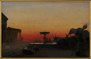 A Square in Ariccia, Italy. After Sunset by H.J. Hammer