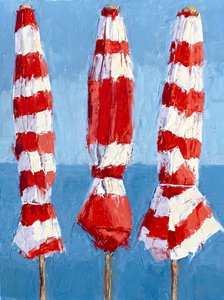 Red White Beach Umbrellas by HUGO
