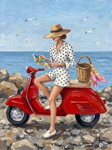 Stylish Woman Beach Scooter