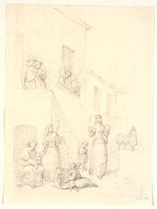 Women and Children Outside an Italian House