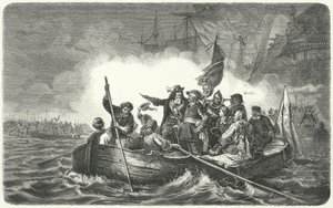 Army of Frederick William, Elector of Brandenburg, landing on the Swedish island of Ruegen by H. (after) Kretzschmer