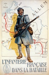 French infantry in battle (the red line represents the Hindenburg line) - ill. by H. Delaspre by H. Delaspre
