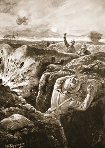 Lieutenant De Pass Bombing the Enemy After Entering One of Their Saps by H. Ripperger