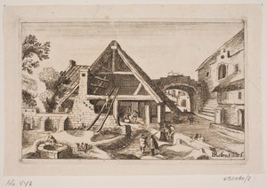 City Interior with Barn and the Nativity of Jesus