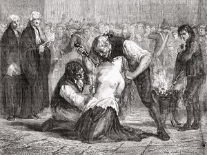 The Torture of Madame de la Motte, Engraved by Meyer-Heine by H. de la Charlerie