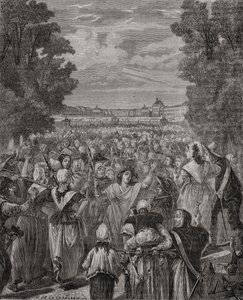 The Women march on Versailles, 5th-6th October 1789, engraved by Pannemaker-Ligny, from 