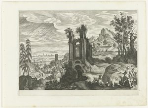 Landscape with Bear Hunt by H. van Schuppen