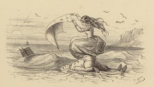 Arabella saves Sur Guy from drowning by Hablot Knight Browne