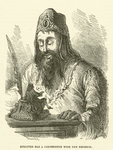 Gulliver has a conference with the Emperor by after Hablot Knight Browne