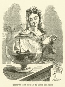 Gulliver Sails His Boat to Amuse His Nurse by after Hablot Knight Browne