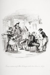 Great excitement of Miss Kenwigs at the hairdressers shop, illustration from 