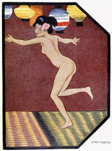 Young Japanese nude dancing - in Japanese doll by Félicien Champsaur, ill. Hanafusa Itcho, Paris