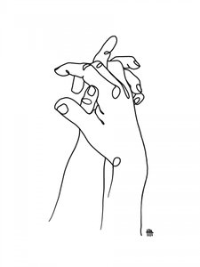 Connected Hands Line Art