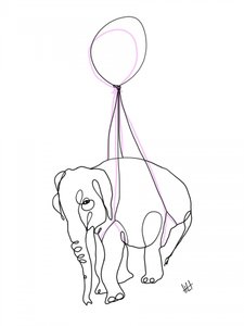 Elephant with Pink Balloon