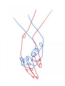 Holding Hands Line Art by Hanna Lee Tidd