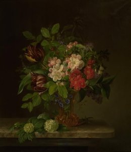 A Glass with Spring Flowers
