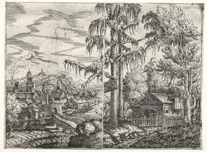 Landscape with the Town on a River and The Cottage between Trees by Hanns Sebald Lautensack