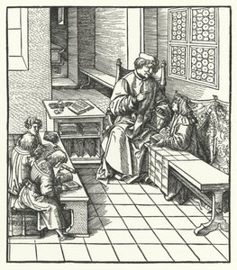 Archduke Maximilian of Austria at school as a child by Hans (after) Burgkmair