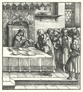 Archduke Maximilian of Austria writing letters by Hans (after) Burgkmair