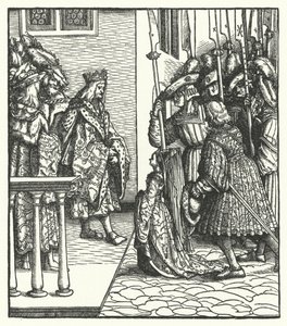 Margaret of Austria, daughter of Archduke Maximilian of Austria, delivered to the guardianship of King Louis XI of France by Hans (after) Burgkmair
