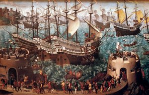 Embarkation of Henry VIII at Dover on the Galion Henri Grace a Dieu by Hans (after) Holbein the Younger