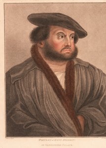 Self-portrait of the artist Hans Holbein at Kensington Palace (engraving) by Hans (after) Holbein the Younger