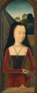 Young Woman with a Pink by Hans (attr.to) Memling