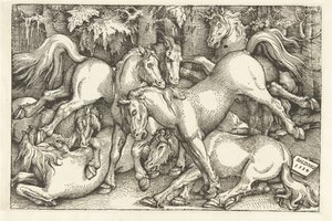 Group of Seven Fighting Horses by Hans Baldung Grien