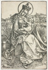 Madonna and Child on a Grassy Bench