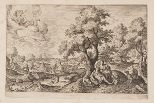Plate 12, from Landscapes with Scenes from the Old and New Testament and Ovid’s Metamorphoses by Hans Bol