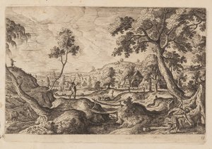 Plate 15, from Landscapes with Scenes from the Old and New Testament and Ovid’s Metamorphoses by Hans Bol