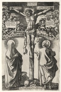 Christ on the cross between the virgin and St. John by Hans Brosamer