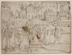 Christ and Jairus; The Woman with the Issue of Blood by Hans Brosamer