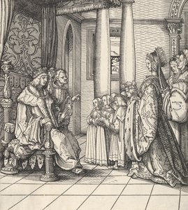 The White King Receiving His Daughter Margaret and the Children of King Philip, from Der Weisskunig, 1514-16