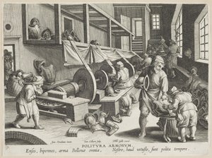 Polishing Arms, plate 17 from the series Nova Reperta (Modern Discoveries) c.1588 (engraving on laid paper)